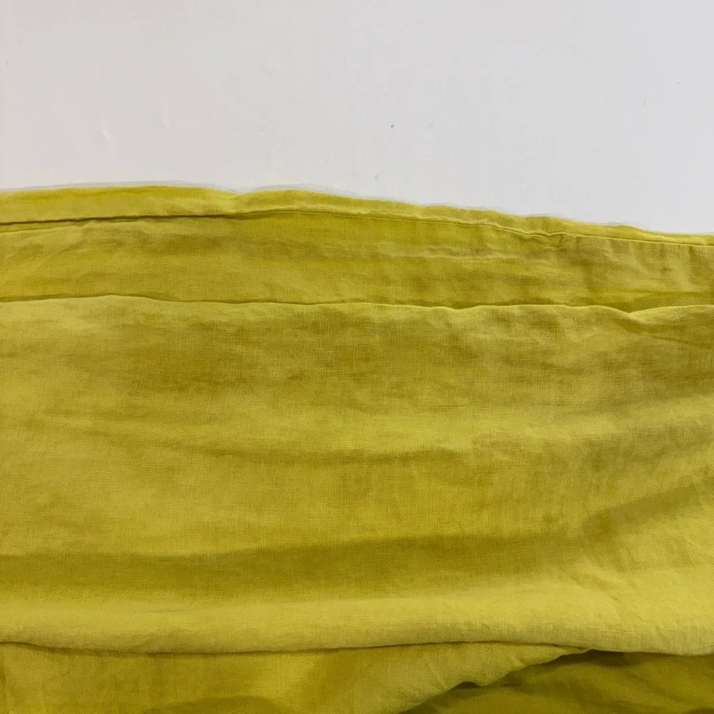 West Elm Belgian Flax Linen Duvet Cover Full Queen Citron Yellow 88x92 Duvet